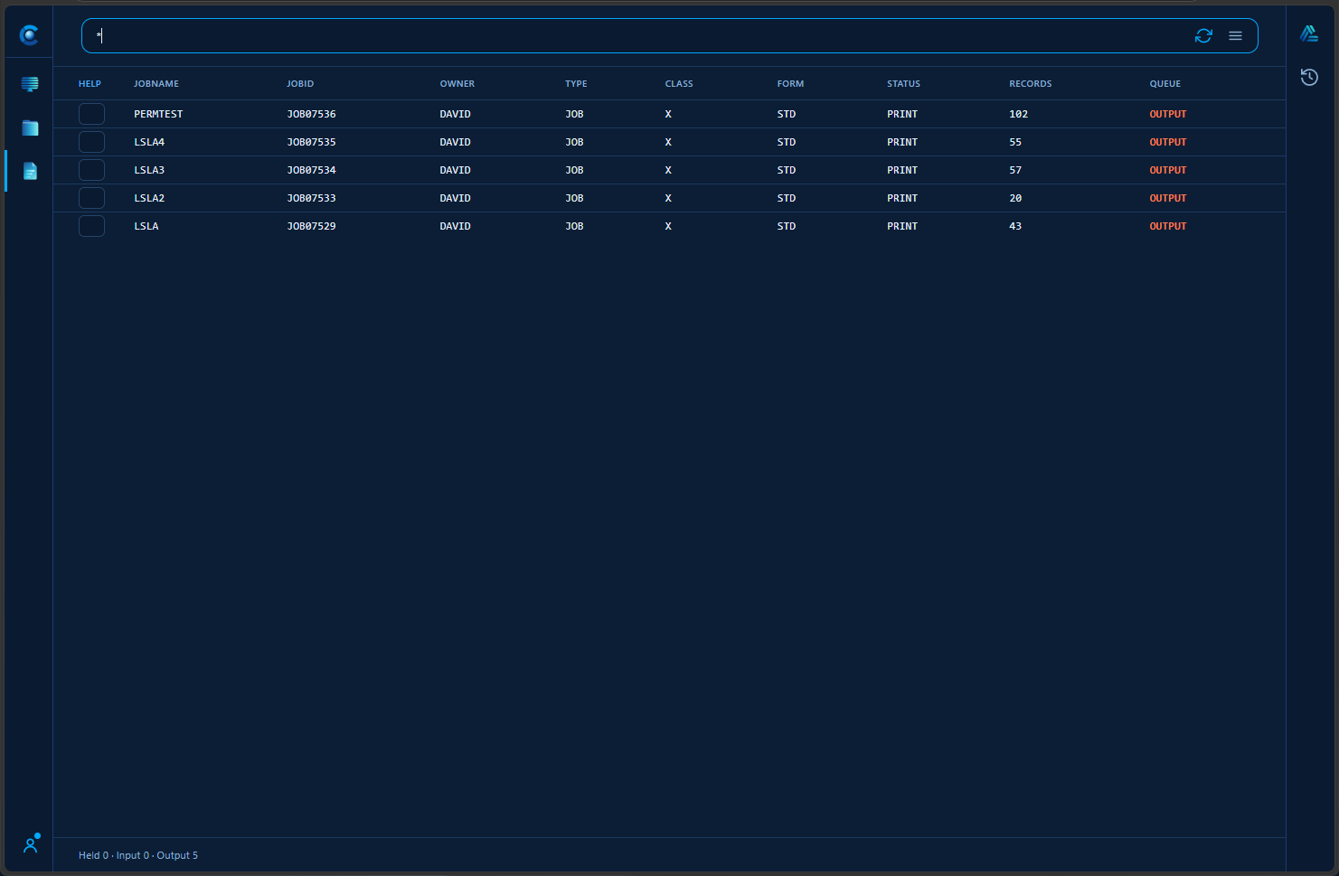 Connect/JES job output queue in the Connect/MP WebUI
